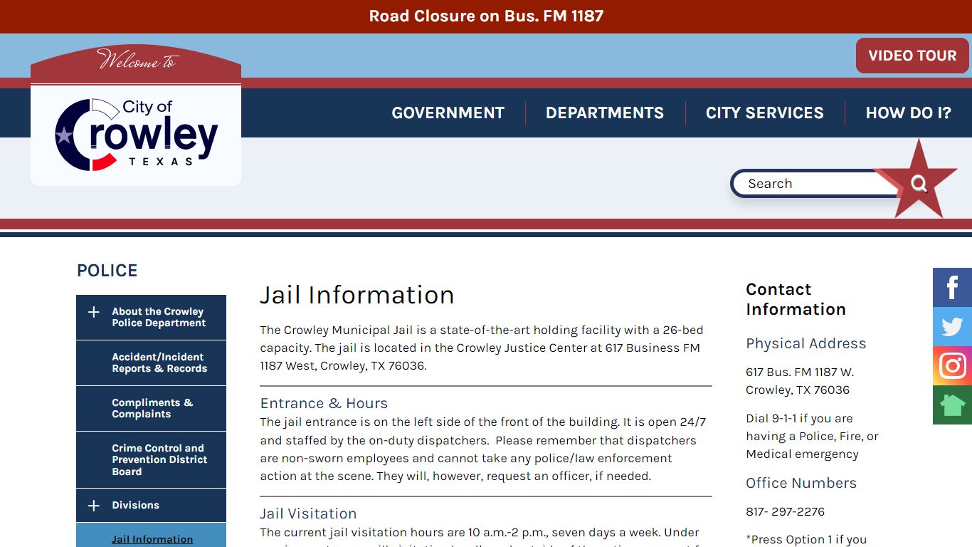 Jail Information | Crowley Texas