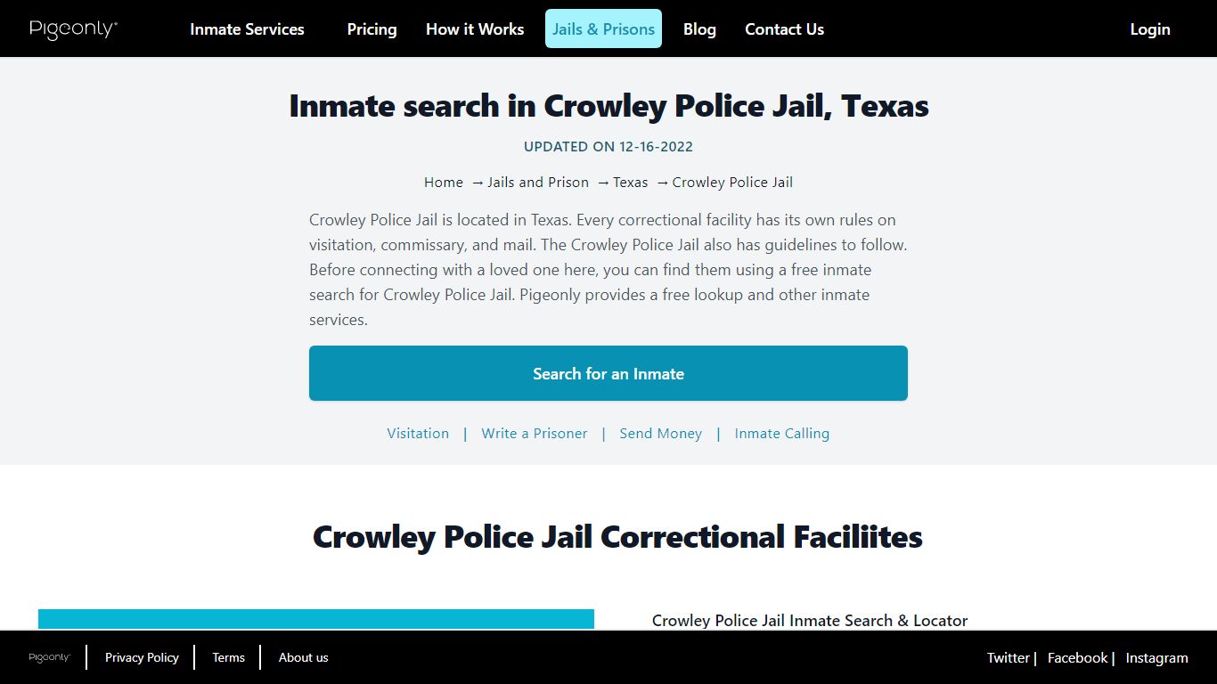 Inmate Search Crowley Police Jail, Texas | Pigeonly